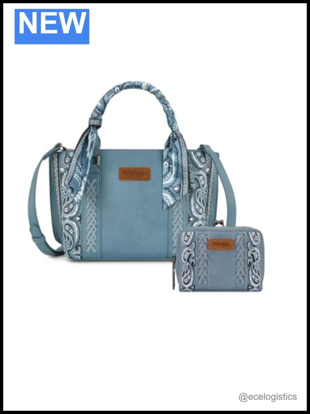 Vegan Leather Western Paisley Wallet and Tote Bag Set